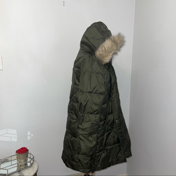 Lauren Ralph Lauren Faux Fur Trim Hooded Puffer Jacket In Litchfield Loden NWT - Picture 15 of 16